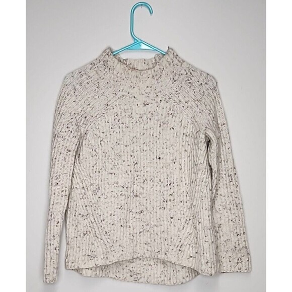 Madewell Donegal Northfield Mockneck Wool Beige Oversized Knit Sweater Womens XS - Picture 6 of 9